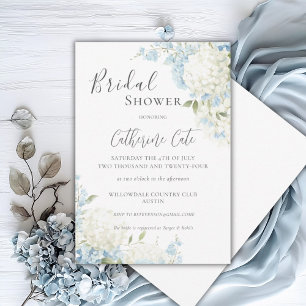 Blauw Witte Hortensia Bloemige Bruids-Shower Kaart
