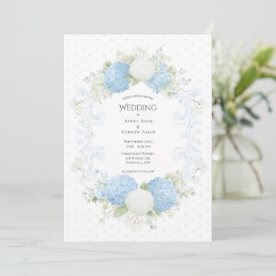 Blauw Witte Hortensia Bloemrijke Elegante Trouw Kaart