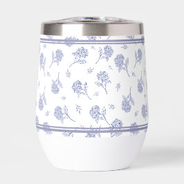 Blauw & Witte Hortensia Botanische Toile-patroon