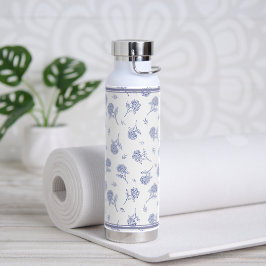Blauw & Witte Hortensia Botanische Toile-patroon Waterfles