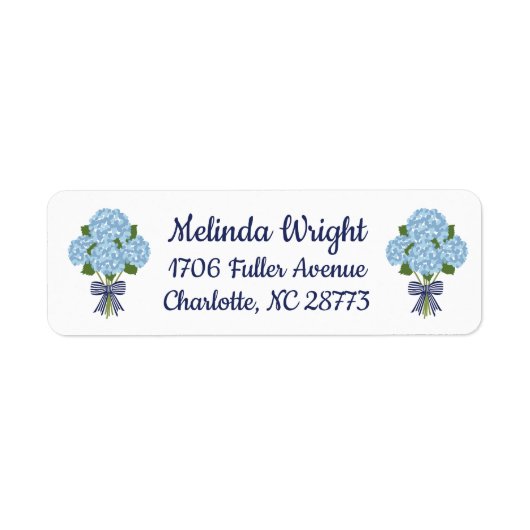 Blauw-witte hortensia etiket (Voorkant)