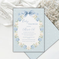 Blauw Witte Hortensia Lint Vintage Baby Shower
