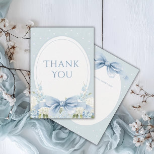 Blauw Witte Hortensia Lint Vintage Bruidsdouche Bedankkaart
