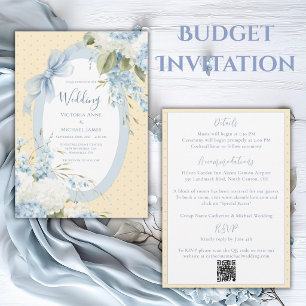 Blauw Witte Hortensia's Elegante Budget Bruiloft Kaart