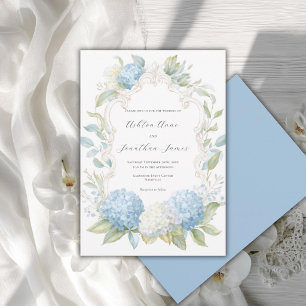 Blauw Witte Hortensia's Elegante Trouw Kaart