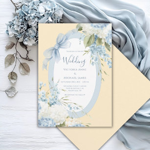 Blauw Witte Hortensia's Gele Elegante Trouw Kaart