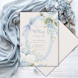 Blauw Witte Hortensia's Vintage Elegante Trouw Kaart