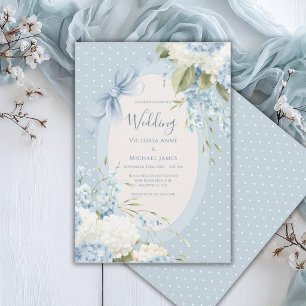 Blauw Witte Hortensia's Vintage Elegante Trouw Kaart