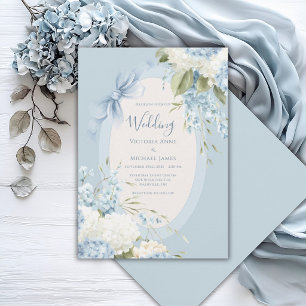 Blauw Witte Hortensia's Vintage Elegante Trouw Uit Kaart
