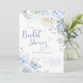 Blauw-witte hortensia's Vrijgezellenfeest Kaart (Staand voorkant)