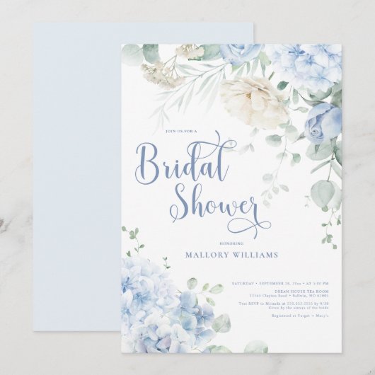 Blauw-witte hortensia's Vrijgezellenfeest Kaart (Voorkant / Achterkant)