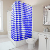 Blauw Witte Houndstooth Rutcontrole Douchegordijn (In situ)