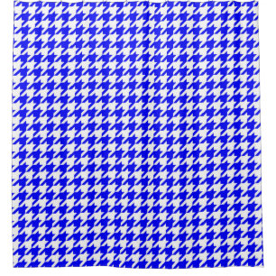 Blauw Witte Houndstooth Rutcontrole Douchegordijn
