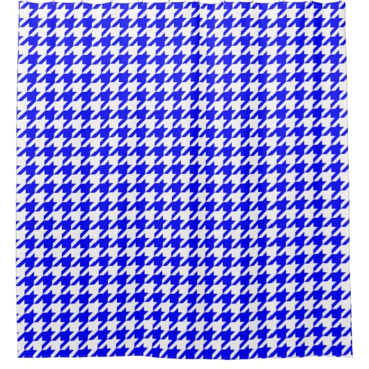 Blauw Witte Houndstooth Rutcontrole Douchegordijn (Voorkant)