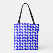Blauw Witte Houndstooth Rutcontrole Tote Bag (Achterkant)