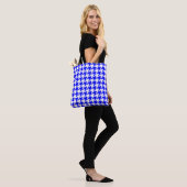Blauw Witte Houndstooth Rutcontrole Tote Bag (Op model)