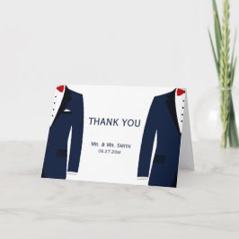 Blauw Witte Huwelijks Trouwkaarten voor Homoparen  Bedankkaart