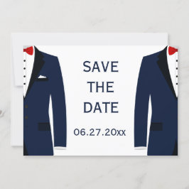 Blauw Witte Huwelijkse Gay Save The Date Kaart