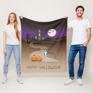 Blauw-Witte Iggy En Halloween Spokenhuis Fleece Deken