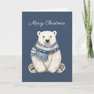 Blauw Witte IJsbeer Kerstmis Kaart