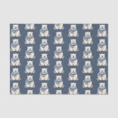 Blauw Witte IJsbeer Kerstmis Tissuepapier (Voorkant)