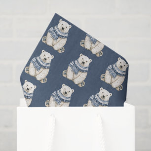 Blauw Witte IJsbeer Kerstmis Tissuepapier