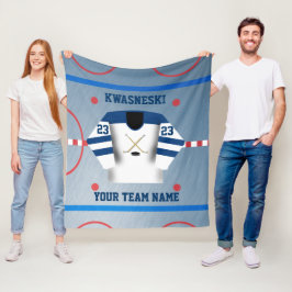 Blauw | Witte ijskop | Player Jersey Fleece Deken
