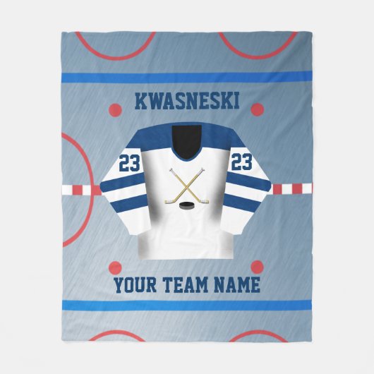 Blauw | Witte ijskop | Player Jersey Fleece Deken (Voorkant)