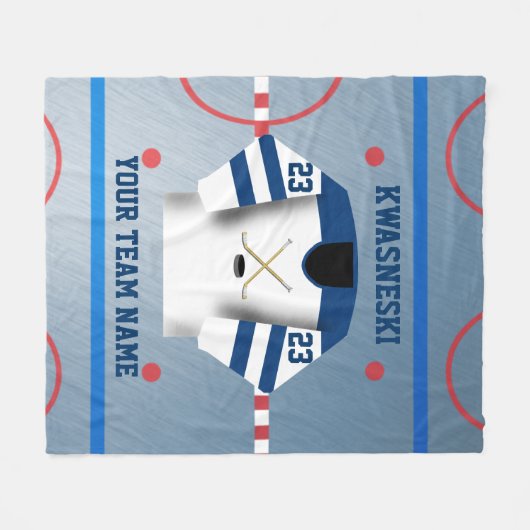 Blauw | Witte ijskop | Player Jersey Fleece Deken (Voorkant (Horizontaal))