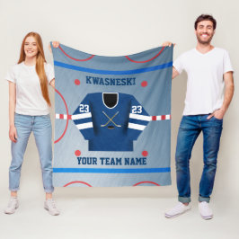 Blauw | Witte ijskop | Player Jersey Fleece Deken
