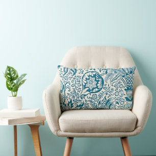 Blauw-witte Indiase bloemenkussen in vintage-stijl Kussen