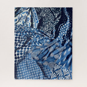 Blauw Witte Indigo Stoffen Legpuzzel