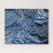 Blauw Witte Indigo Stoffen Legpuzzel (Horizontaal)