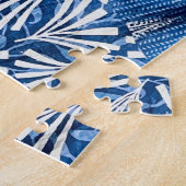 Blauw Witte Indigo Stoffen Legpuzzel (Zijkant)