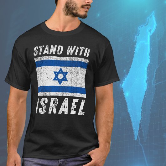 Blauw-witte Israëlische vlag, Stand met Israël T-shirt