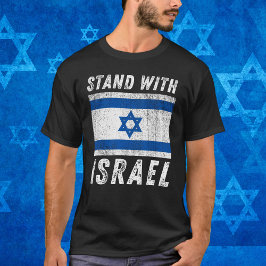 Blauw-witte Israëlische vlag, Stand met Israël T-shirt