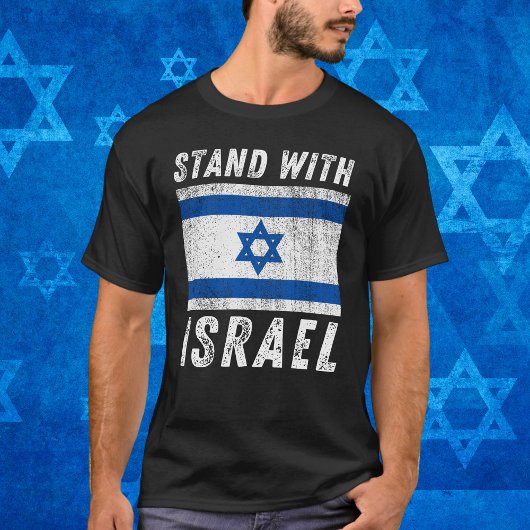 Blauw-witte Israëlische vlag, Stand met Israël T-shirt