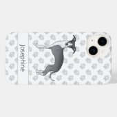 Blauw-Witte Italiaanse Windhond Met Aangepaste Naa Case-Mate iPhone Case (Achterkant (horizontaal))
