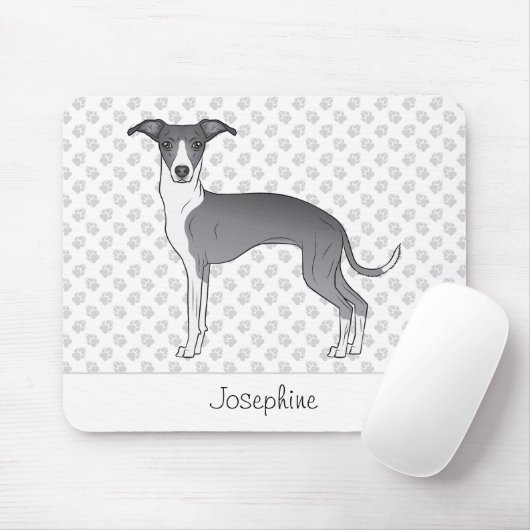 Blauw-Witte Italiaanse Windhond Met Aangepaste Naa Muismat (Met muis)
