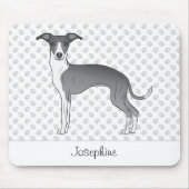 Blauw-Witte Italiaanse Windhond Met Aangepaste Naa Muismat (Voorkant)