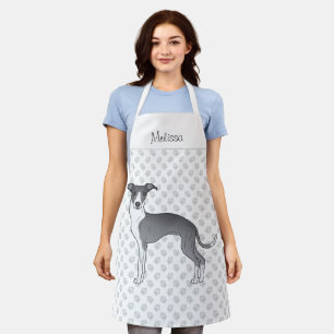 Blauw-Witte Italiaanse Windhond Met Aangepaste Naa Schort