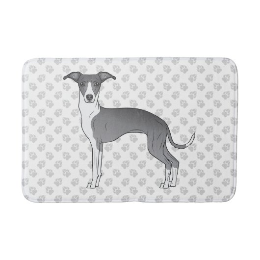 Blauw-Witte Italiaanse Windhond met poten Badmat (Voorkant)