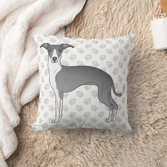 Blauw-Witte Italiaanse Windhond met poten Kussen (Deken)