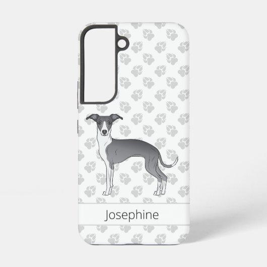 Blauw-Witte Italiaanse Windhond met poten Samsung Galaxy Hoesje (Achterkant)