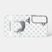 Blauw-Witte Italiaanse Windhond met poten Samsung Galaxy Hoesje (Achterkant horizontaal)