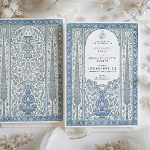 Blauw Witte Iznik Tegel Geïnspireerde Moslim Bruil Kaart