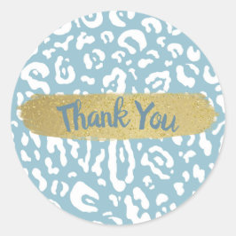 Blauw & Witte Jachtluipaard Luipaard Dierenprint F Ronde Sticker