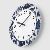 Blauw-witte Joodse letters Hebreeuwse cijfers Klok (Hoek)