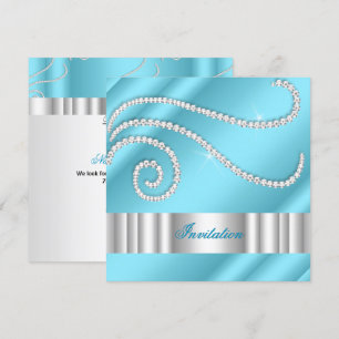 Blauw Witte Juwelen diamanten Zilveren Verjaardags Kaart