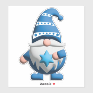 Blauw Witte Kabouter met Davidster Sticker